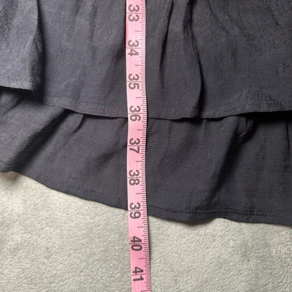 Cottagecore Dress Size L Black Puff Sleeve Whimsigoth Peasant Prairie Tie Back - Picture 7 of 10